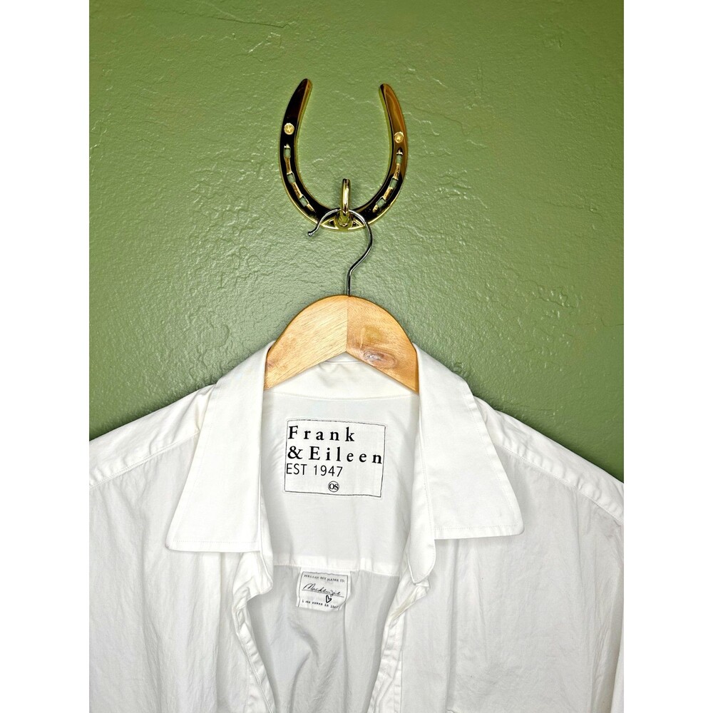 Frank & Eileen Mackenzie women's white button up OS Italian superluxe cotton